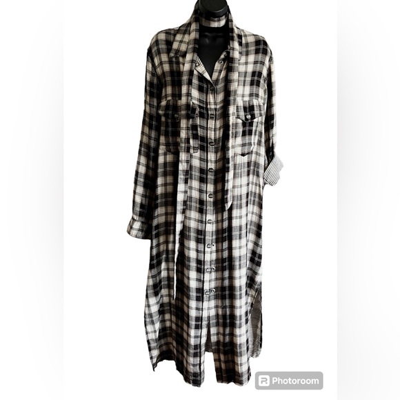 💖💖 SANCTUARY Flannel Snap-Front Long Sleeve Shirt Duster Size L - Picture 3 of 10